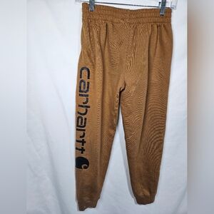 Carhartt Brown Sweatpants Joggers Youth Medium 10 12 Fleece Lined Logo